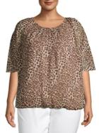 Vince Camuto Plus Injection Leopard-print Blouse
