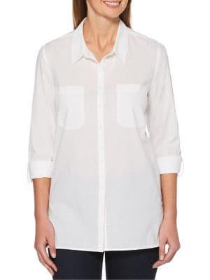 Rafaella Polka-dot Button-front Blouse
