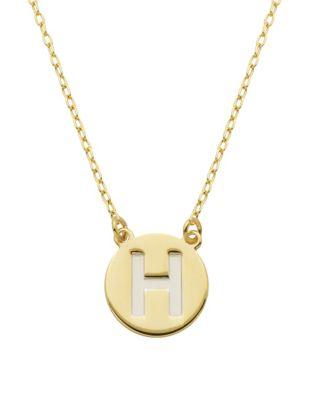 Lord & Taylor Sterling Silver H Pendant Necklace