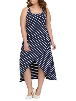Addition Elle Michel Studio Plus Yarn-dyed Stripe Maxi Dress