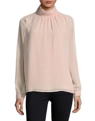 Karl Lagerfeld Paris Buttoned Mockneck Blouse