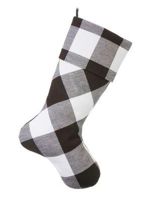 Raz Imports Christmas In The Country Checked Cotton Stocking
