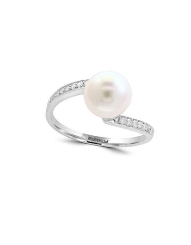 Effy 8mm White Pearl, Diamond And 14k White Gold Ring