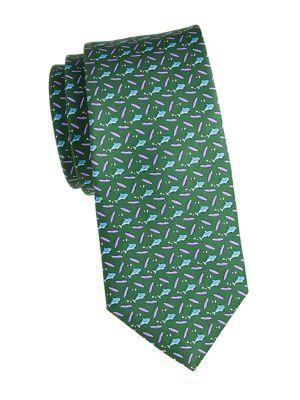Brooks Brothers Shark And Surfboard Silk Tie