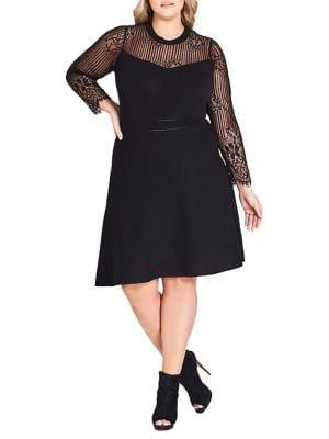 City Chic Plus Floral Lace Fit-&-flare Dress