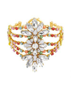 Steve Madden Beaded Floral Bar Bangle