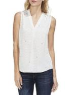 Vince Camuto Sapphire Sheen Printed Blouse