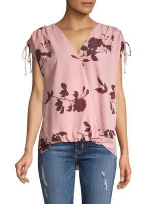H Halston Printed Self-tie Blouse