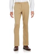 Black Brown Cotton-blend Flat-front Chinos