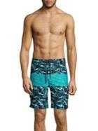 Surfsidesupply Leaf Colorblock Swim Shorts