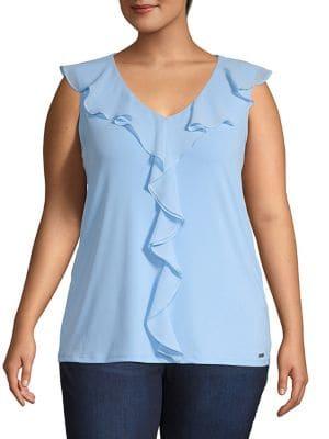 Calvin Klein Plus Ruffle Sleeveless Top