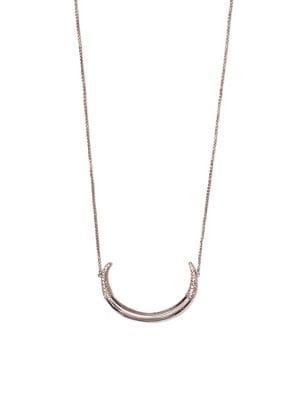 Vince Camuto Silvertone & Crystal Crescent Pendant Necklace