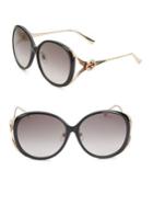 Gucci 60mm Oval Sunglasses