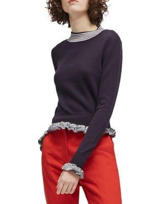French Connection Knit Ruffle-trim Sweater