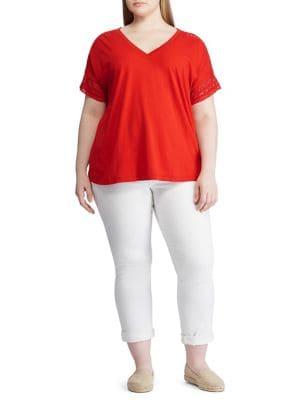 Lauren Ralph Lauren Plus Lace-trim Top