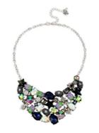 Betsey Johnson Mixed Star Silvertone, Crystal & Resin Statement Necklace