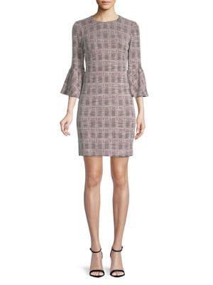 Calvin Klein Plaid Bell-sleeve Sheath Dress
