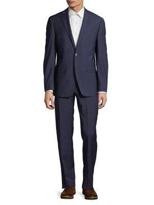 Calvin Klein Slim-fit Plaid Wool Suit