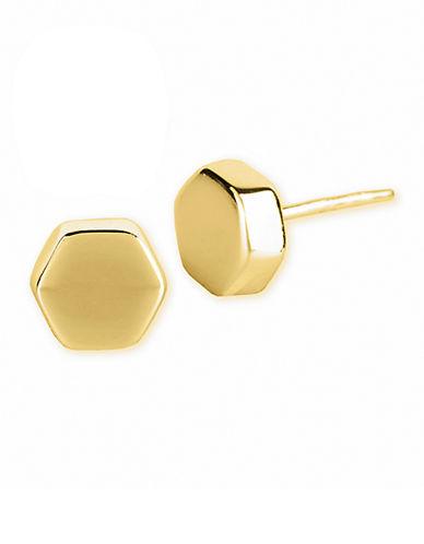 Lord & Taylor 18k Gold Hexagon Stud Earrings