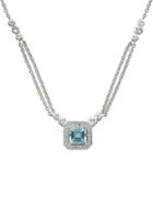 Lord & Taylor 14kt. White Gold Blue And White Topaz Necklace
