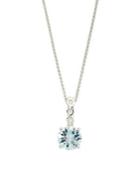 Lord & Taylor 14k White Gold Diamond And Aquamarine Pendant Necklace