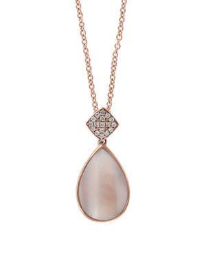 Effy 14k Rose Gold, Diamond & Mother-of-pearl Necklace
