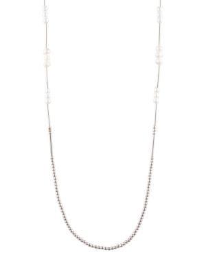 Carolee Sara Silvertone, 5mm Freshwater Pearl & Faux Pearl Strand Necklace
