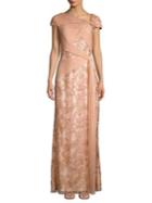Tadashi Shoji Embroidered Floral Lace & Mesh Gown