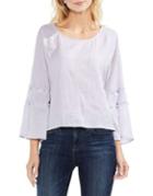 Two By Vince Camuto Crinkle Cotton Pleated Sleeve Blouse