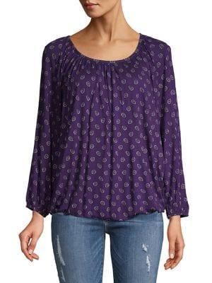 Michael Michael Kors Petite Paisley Long-sleeve Top
