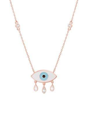 Lord & Taylor Evil Eye Crystal Dangle Teardrop Necklace