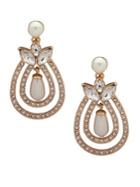 Ak Anne Klein Crystal & Faux Pearl Drop Earrings