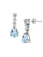 Lord & Taylor Sterling Silver & Blue Topaz Drop Earrings