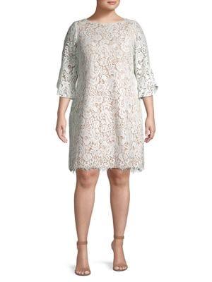 Eliza J Plus Bell-sleeve Lace Shift Dress