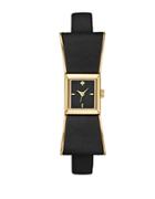 Kate Spade New York Kenmare Goldtone Stainless Steel & Saffiano Leather Bow Strap Watch/black