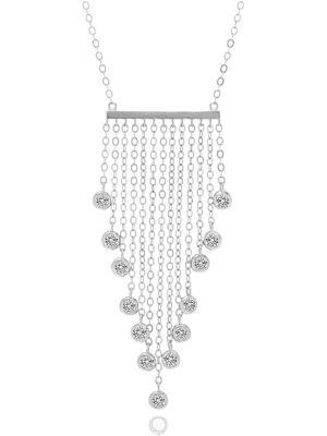 Lord & Taylor Cubic Zirconia And Sterling Silver Fringe Necklace