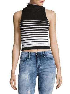 Free People Striped High Neck Top