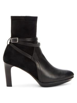 Aquatalia Ryann Strappy Suede & Leather Booties