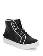 Karl Lagerfeld Paris Searle Beaded And Leather Sneakers