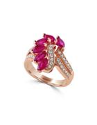Effy Amore 0.34 Tcw Diamonds, Ruby And 14k Rose Gold Ring