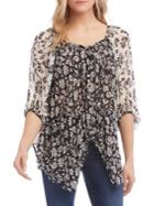 Karen Kane Mixed-print Raglan-sleeve Top