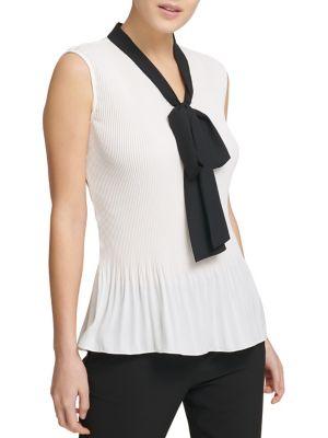 Donna Karan Gathered Tie-front Top