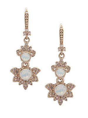 Marchesa Goldtone & Glass Bead Double Petal Drop Earrings