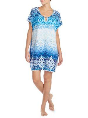 Ellen Tracy Keyhole Printed Caftan