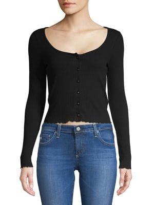 Miss Selfridge Lettuce-trimmed Buttoned Top