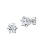 Crislu Classic Crystal, Sterling Silver And Pure Platinum Solitaire Stud Earrings