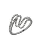 Lord & Taylor Diamond And 14k White Gold Swirls Ring