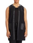 Lauren Ralph Lauren Plus Faux-leather Trimmed Knit Vest
