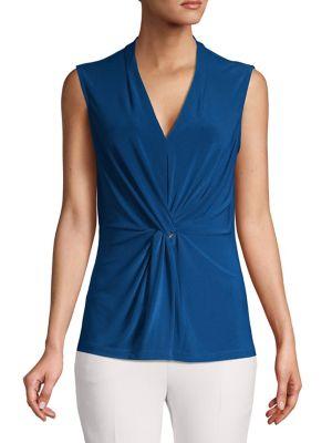 Donna Karan Front-twist V-neck Top