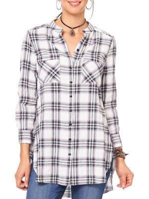 Democracy Plaid Cotton Button-down Shirt